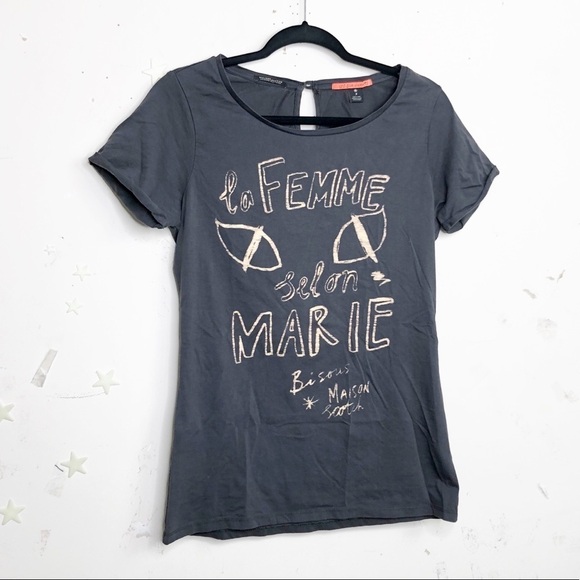 𝅺Scotch & Soda Maison Scotch Les Bon Vivants dark gray graphic T-shirt - Picture 11 of 11